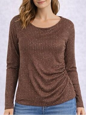 Women’s Plus Size Rhinestone Brown Top - Size 4X